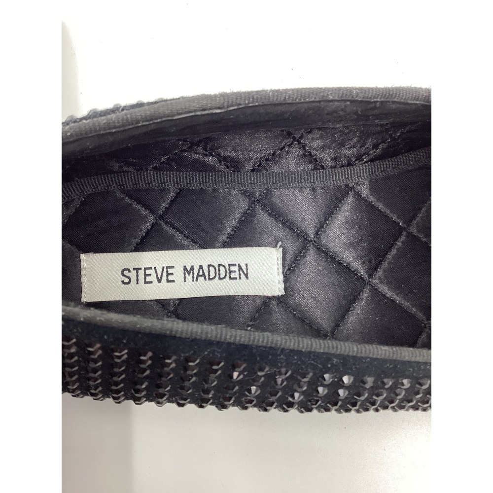 Steve Madden Caviarr Mens 9.5 Black Rhinestone Leather Loafers Smoking Slippers - Picture 4 of 6